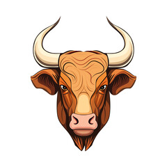 Wall Mural - Bull head logo design. Abstract drawing bull face. Cute bull face with horns.