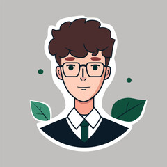 Wall Mural - Student avatar illustration. User profile icon. Youth avatar.