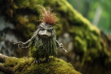 Wall Mural - Troll creature in green magic forest