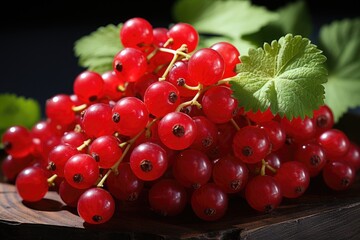 Wall Mural - Red currants growing on a bush in the garden. Generative AI