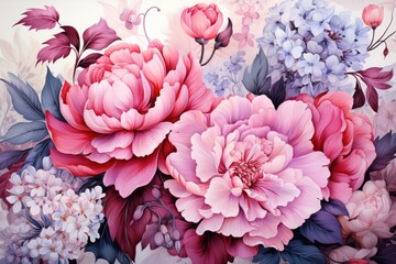 Beautiful peony flowers on the background. Generative AI