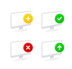 Leinwandbilder - Desktop computer icons set with different pictograms. 3d vector icons set isolated on white background