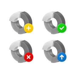 Aufkleber - Pie chart icon set with different pictograms. 3d vector icons set