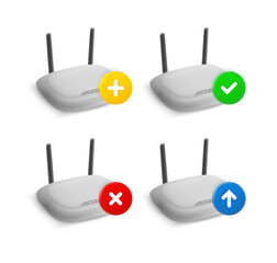 Aufkleber - Wifi router icon set with different pictograms. 3d vector icons set