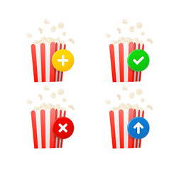 Aufkleber - Pop-corn icon set with different pictograms. 3d vector icons set