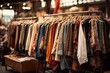 © Serhii - Exploring Vintage Clothing Market: Fashionable Clothes on Display in a Flea Store. Generative AI