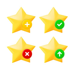 Aufkleber - Star icons set with different pictograms. 3d vector icons set isolated on white background