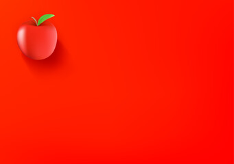 Aufkleber - Vector wallpaper with red apple icon. 3d vector background with copy space