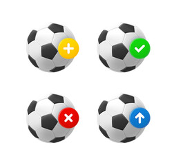 Aufkleber - Football ball icon set with different pictograms. 3d vector icons set