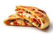 Cheese And Vegetable Calzone On A White Background. Generative AI