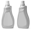 household chemical plastic bottles with blank label isolated background, liquid detergent or soap, bathroom or toilet cleaner, laundry bleach or stain remover in different angles