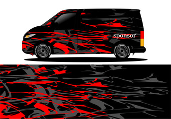 black and red base colorVan wrapper design. Wrap, sticker, and decal design in vector format