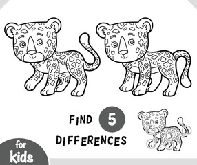 Wall Mural - Cute cartoon Jaguar animal, Find differences educational game for children