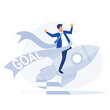 business concept, goal and success. breaking target archery to Successful, flat vector modern illustration