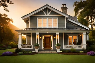 luxury home in the sunset,luxury home in the morning,house in the evening,house in the sunset