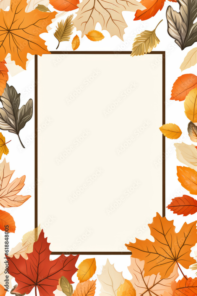 Autumn paper frame with white background leaves and copy space Stock ...
