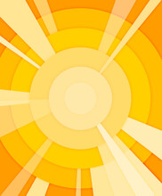 Sunny And Bright Yellow Hot Background. Abstract Yellow-orange Background With Sun Rays