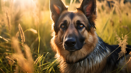 german shepherd dog on grass