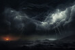 © Oleksandr - dark dramatic sky with black storm clouds before rain or snow as abstract background, extreme weather, sun shines through clouds.ai generative