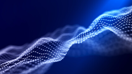 Futuristic polygonal mesh. Abstract technology background. Big data visualization. 3D rendering.
