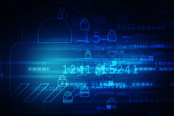 2d illustration Safety concept: Closed Padlock on digital background