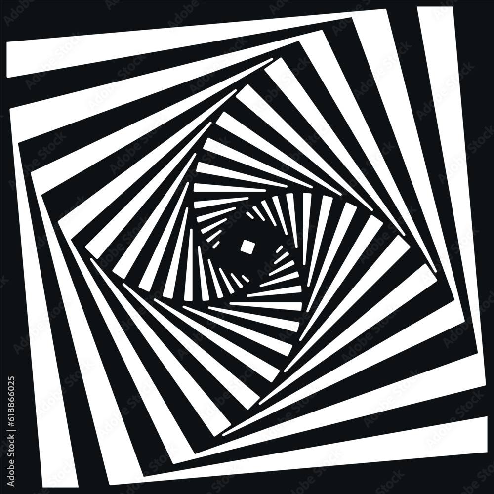 Hypnotic spiral black and white squared optical illusion swirl style ...