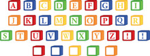 Alphabet ABC Block Font - Color Vector Clipart Set	