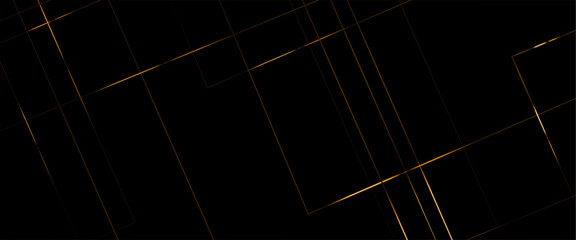 Poster - abstract modern black background paper cut style with black and gold line luxury concept, abstract l
