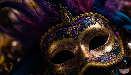 Wall Mural - Ornate masquerade mask adds glamour to costume generated by AI