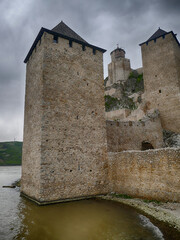 Wall Mural - Massive walls and towers on the Danube River, Golubac Fortress,