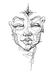 Wall Mural - Female portrait. Face of a woman. Line drawing of a human head