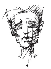 Wall Mural - Abstract portrait of a man. Line drawing of a head. A man's face. Vector illustration