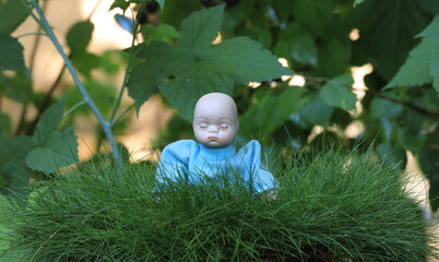 Wall Mural - vintage weird doll on the grass