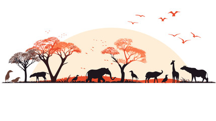 Wall Mural - various animal illustrations safari, africa