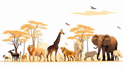Wall Mural - various animal illustrations safari, africa