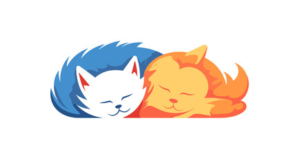 Sticker - cat dog sleeping abstract art minimal vector illustration