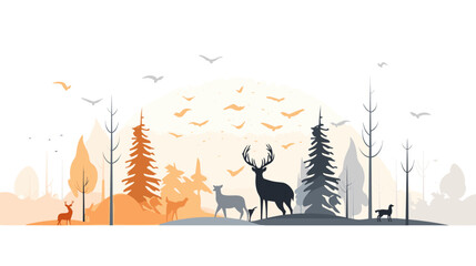 Sticker - forest animals wild nature silhouette illustrat vector illustration