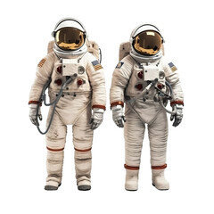 astronaut wearing full space suit isolated on transparent or white background. generative ai