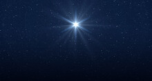 Star Of Jesus With Rays Of Light. Christmas Star Of The Nativity Of Bethlehem, Nativity Of Jesus Christ. Background Of The Beautiful Starry Sky And Bright Star.
