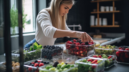 Wall Mural - woman sorting food Generative Ai