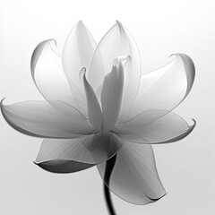 abstract magnolia petals, black and white illustration. Generative AI