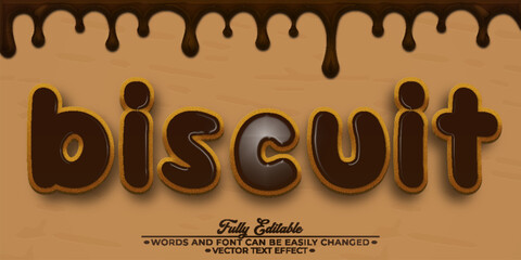 Wall Mural - Choco Biscuit Vector Editable Text Effect Template