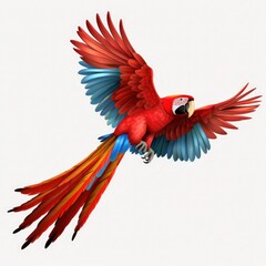 Red macaw isolated. Illustration AI Generative.