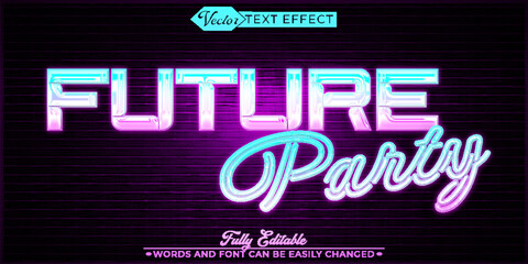 Wall Mural - Future Party Vector Editable Text Effect Template