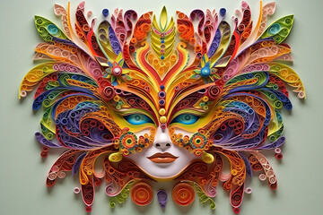 Wall Mural - A close up of a paper sculpture of a woman