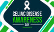 Celiac disease awareness day background design with colorful shapes and typography along with ribbon. September 13 is observed as Celiac disease awareness day
