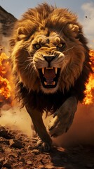 Poster - portrait of a angry lion roar