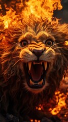 Poster - portrait of a angry lion roar