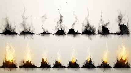 Poster - Burnt paper edges with fire and black ash fire in the forest