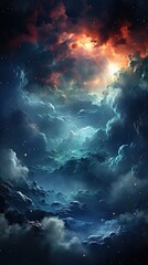 Wall Mural - Cosmic Universe blue sky with clouds